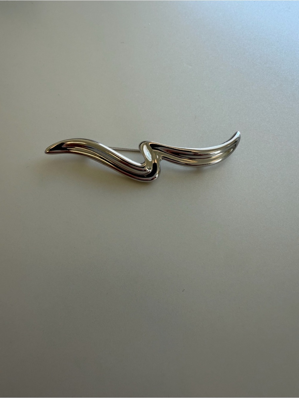 Vintage Signed Napier Silver Tone Swirl 3”Brooch Elegant